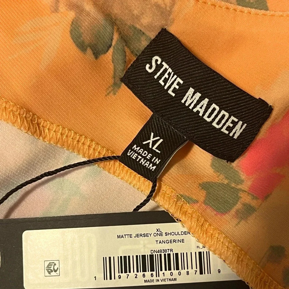 Steve Madden Matte Jersey Floral flattering one shoulder midi dress. Size XL - Picture 16 of 17